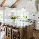 Classon Wide Pendant 23", Matte White and Modern Brass