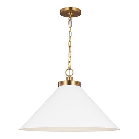 Classon Wide Pendant 23", Matte White and Modern Brass