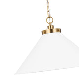 Classon Wide Pendant 23", Matte White and Modern Brass