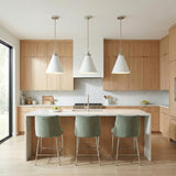 Classon Medium Pendant 16", Matte White and Polished Nickel