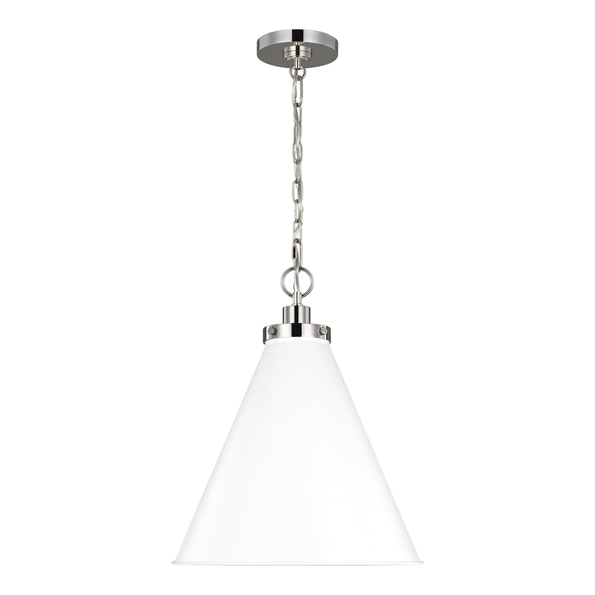 Classon Medium Pendant 16", Matte White and Polished Nickel