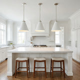Classon Large Pendant 19", Matte White and Polished Nickel for Modern Farmhouse home with White Cabinetry