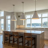 Classon Large Pendant 19", Matte White and Polished Nickel for Modern Farmhouse home with White Shiplap