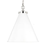 Classon Large Pendant 19", Matte White and Polished Nickel