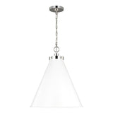Classon Large Pendant 19", Matte White and Polished Nickel
