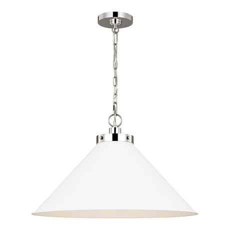 Classon Wide Pendant 23", Matte White and Polished Nickel