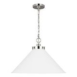 Classon Wide Pendant 23", Matte White and Polished Nickel