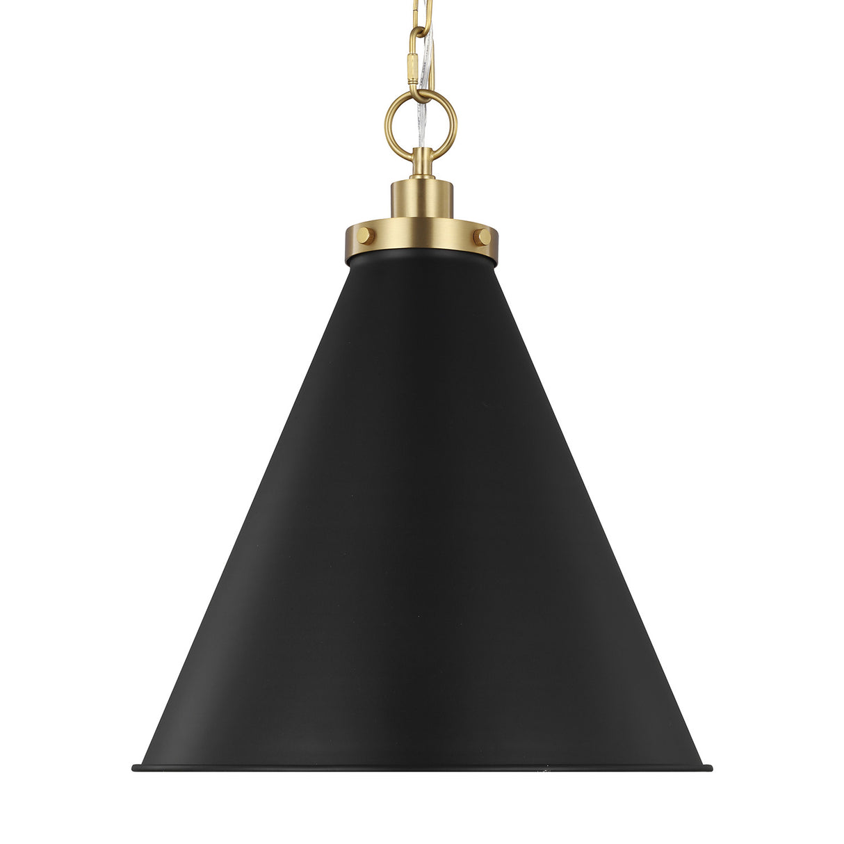 Classon Medium Pendant 16", Matte Black and Modern Brass