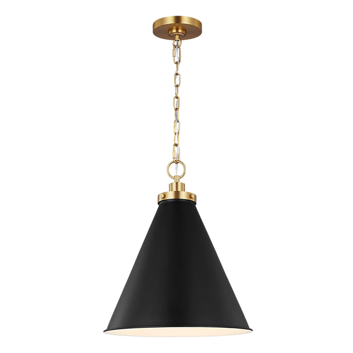 Classon Medium Pendant 16", Matte Black and Modern Brass