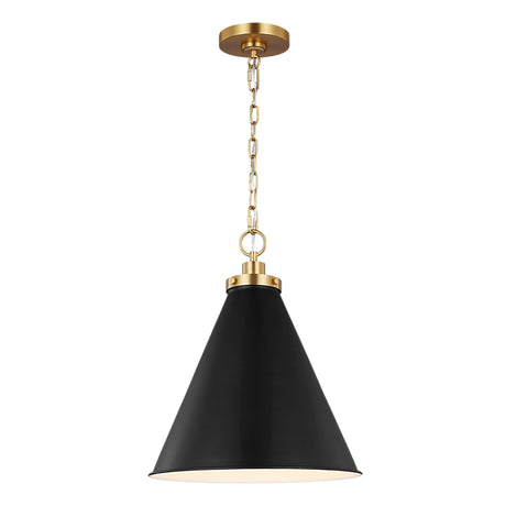 Classon Medium Pendant 16", Matte Black and Modern Brass