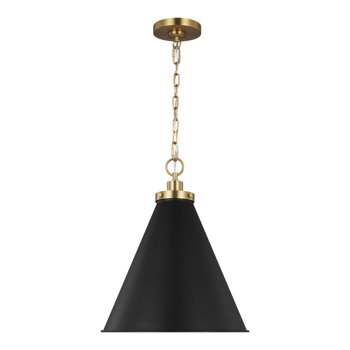 Classon Medium Pendant 16", Matte Black and Modern Brass