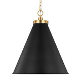 Classon Large Pendant 19", Matte Black and Modern Brass