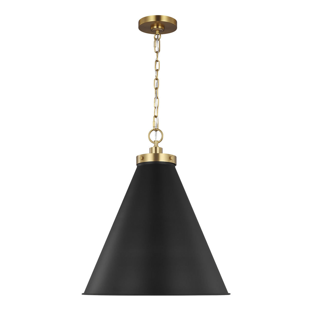 Classon Large Pendant 19", Matte Black and Modern Brass