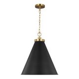 Classon Large Pendant 19", Matte Black and Modern Brass