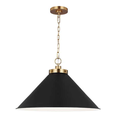 Classon Wide Pendant 23", Matte Black and Modern Brass