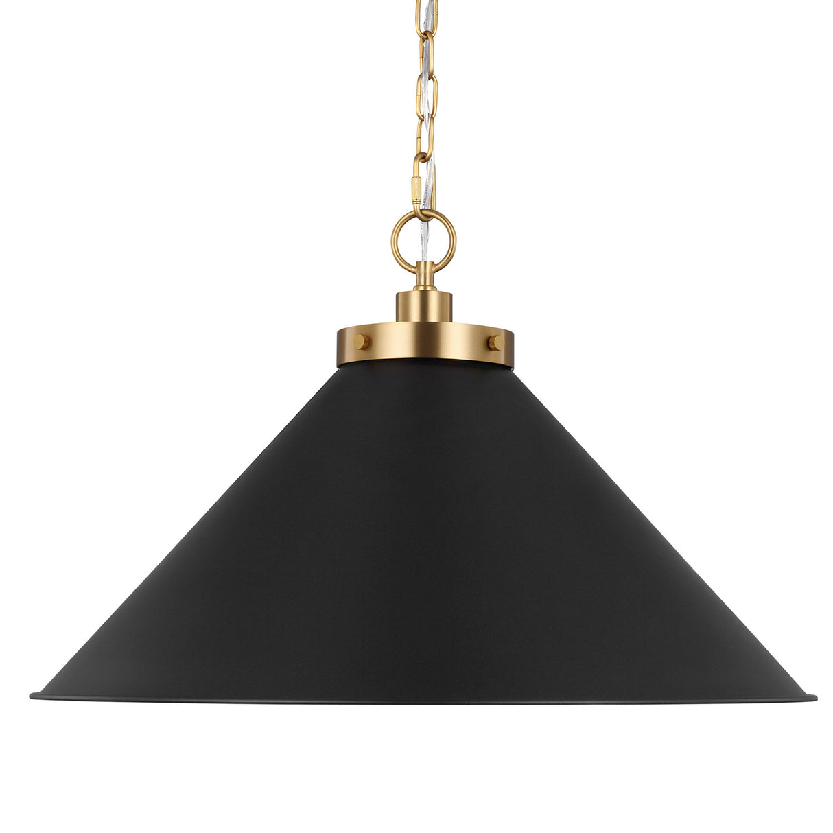 Classon Wide Pendant 23", Matte Black and Modern Brass