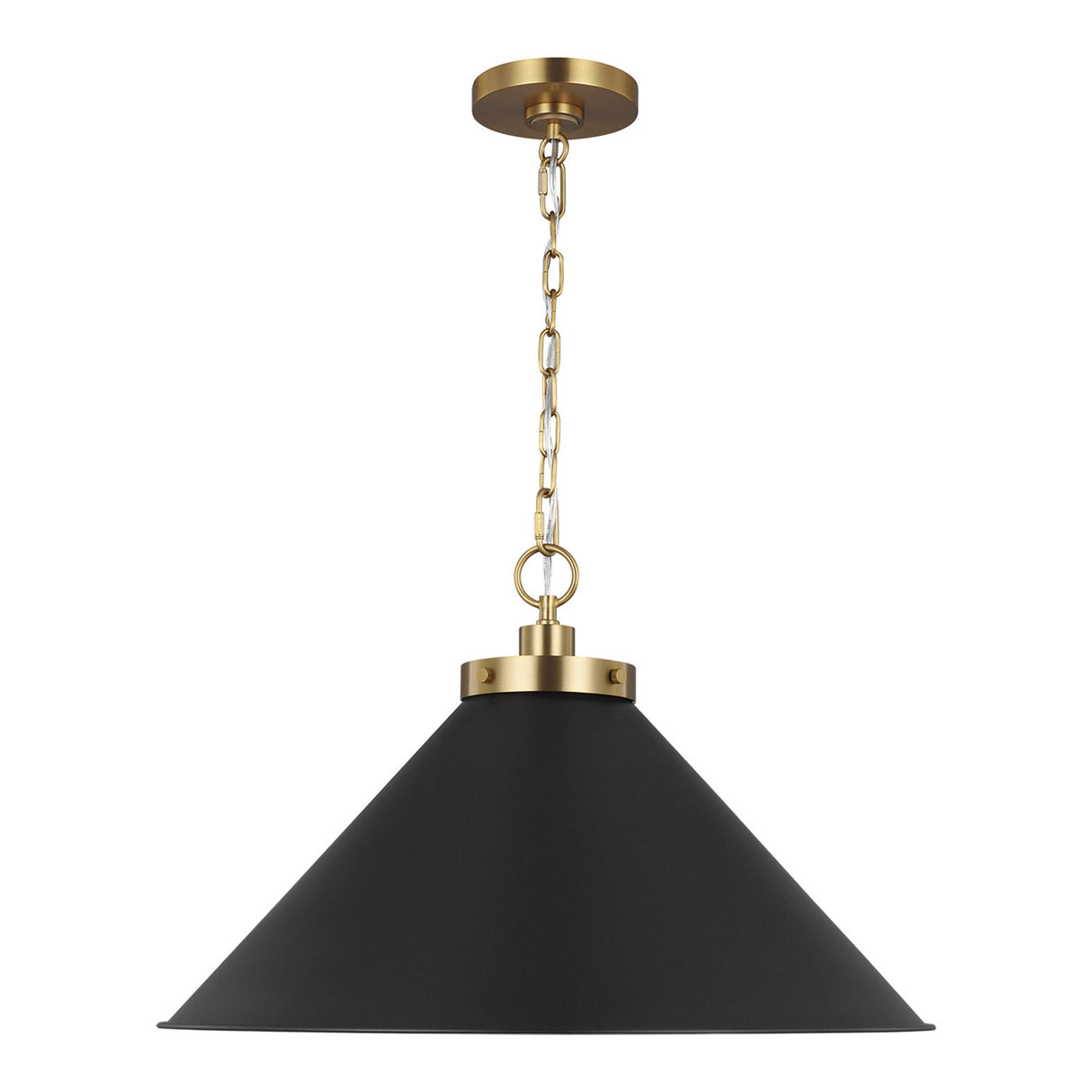 Classon Wide Pendant 23", Matte Black and Modern Brass