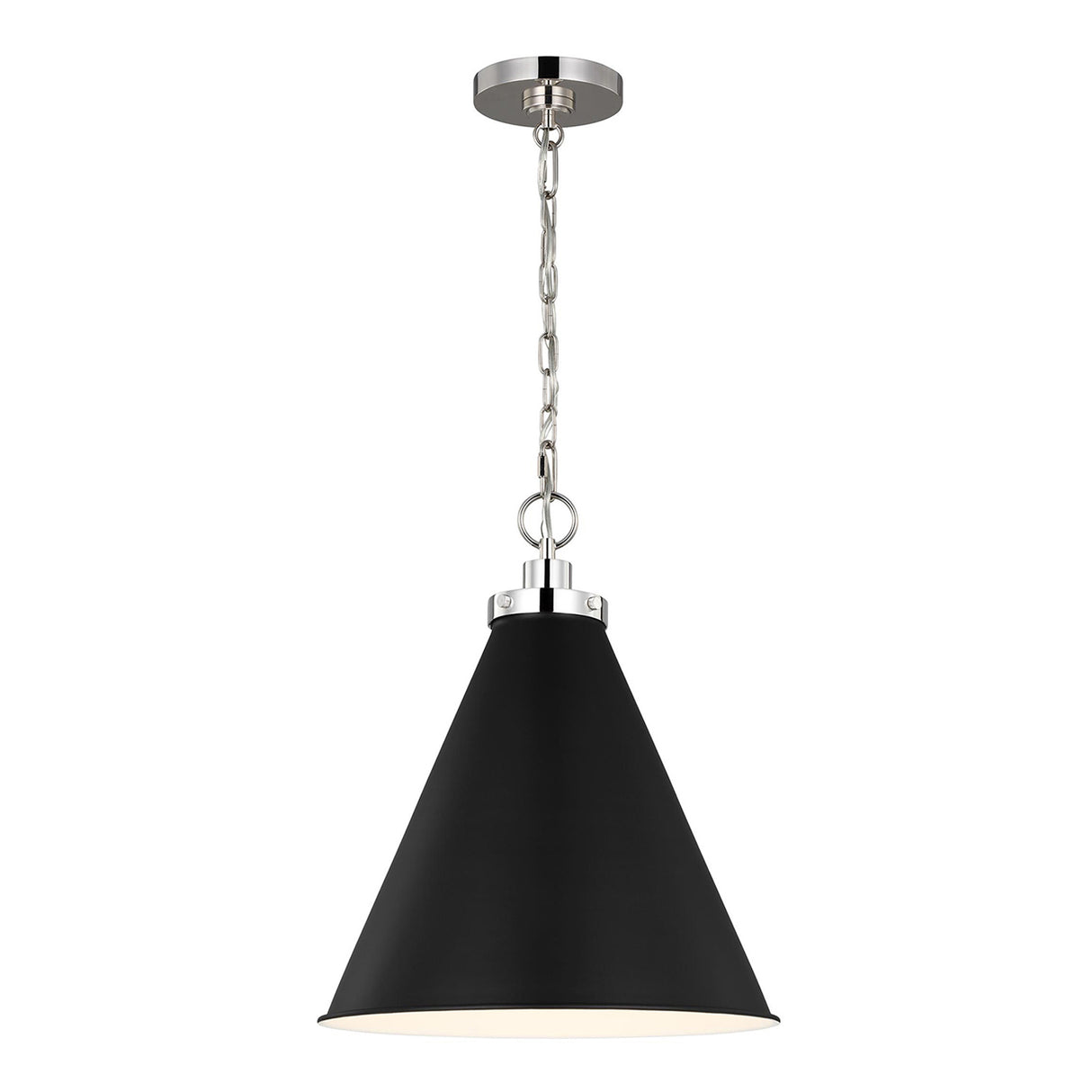 Classon Medium Pendant 16", Matte Black and Polished Nickel