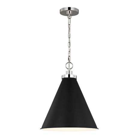 Classon Medium Pendant 16", Matte Black and Polished Nickel