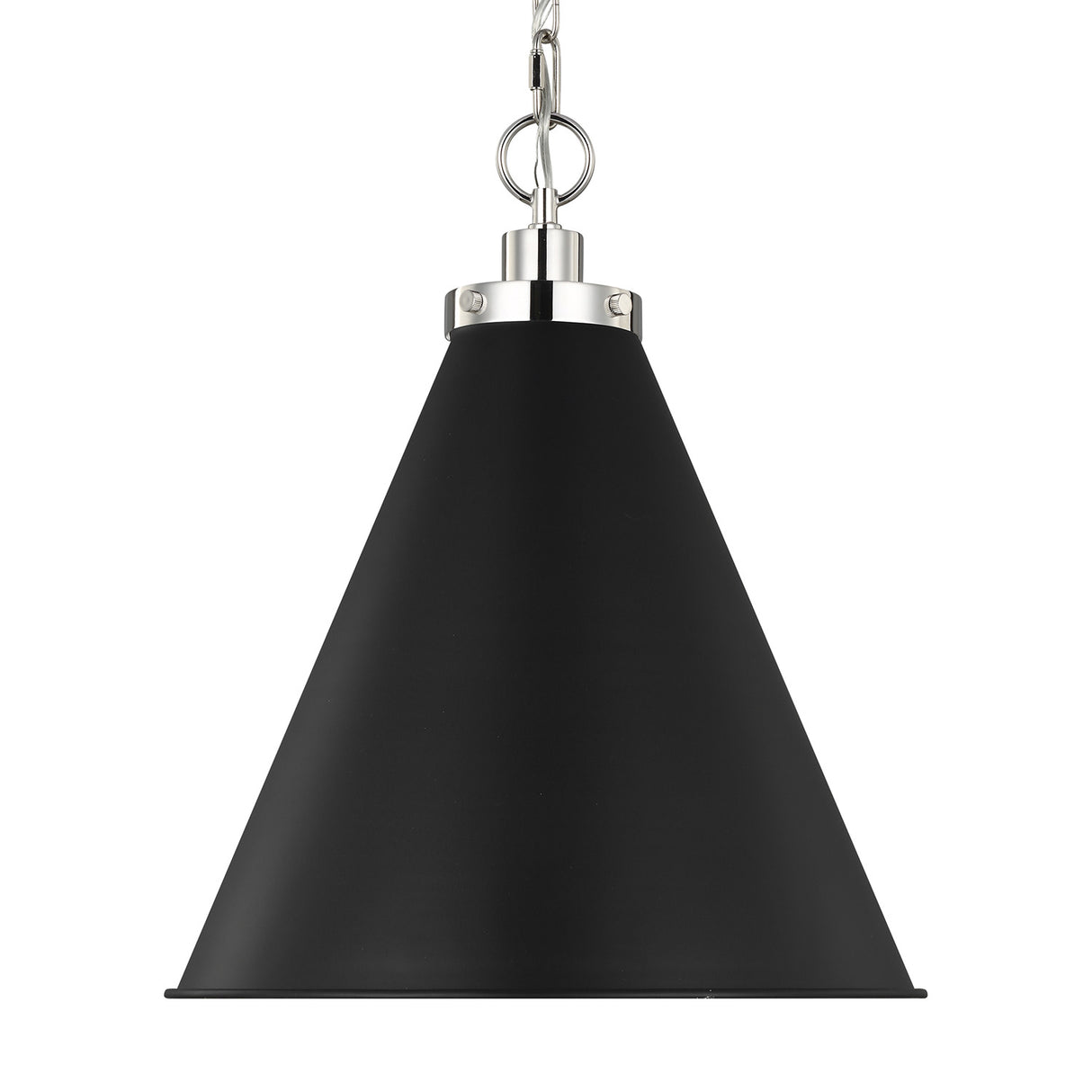 Classon Medium Pendant 16", Matte Black and Polished Nickel