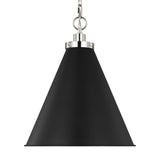 Classon Medium Pendant 16", Matte Black and Polished Nickel
