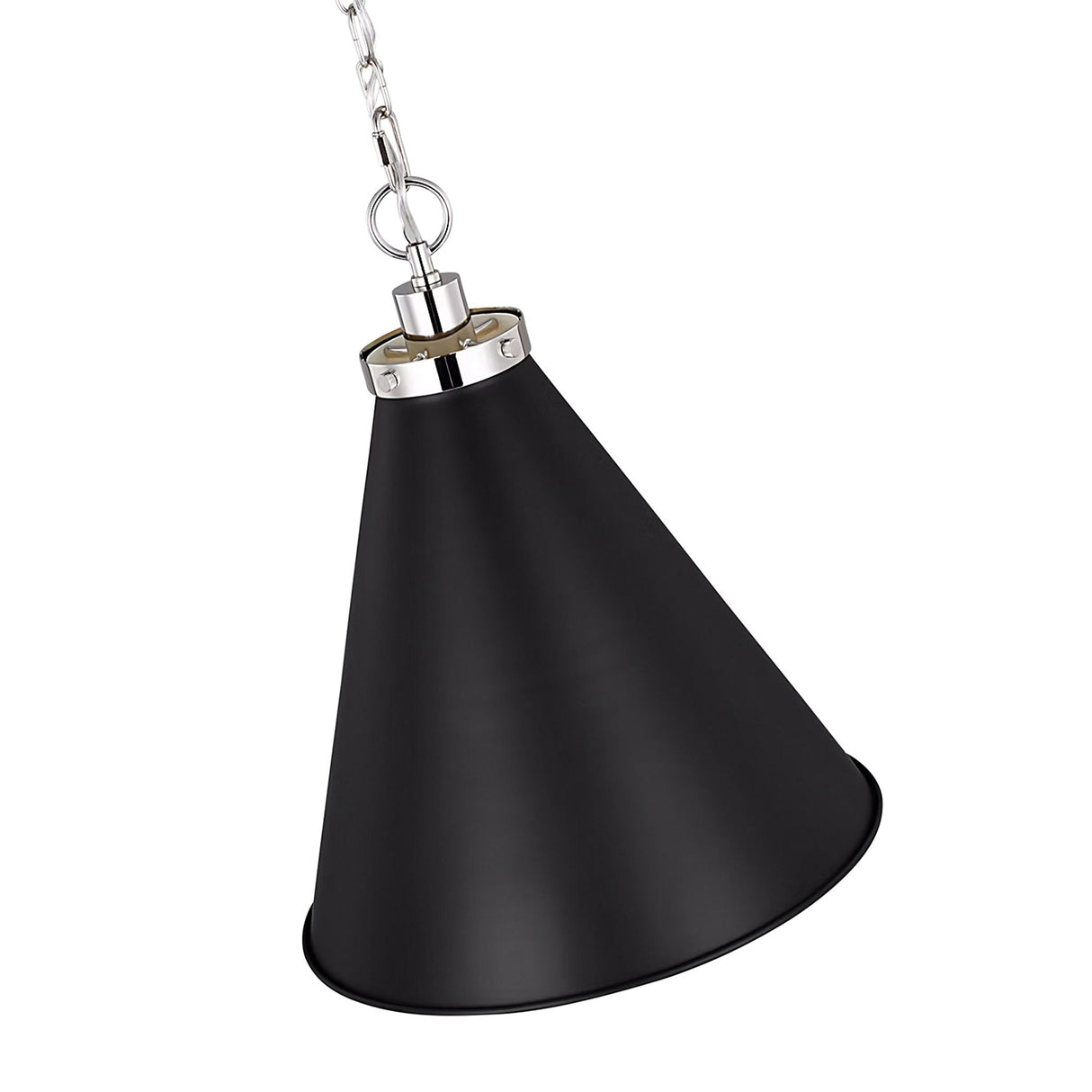 Classon Medium Pendant 16", Matte Black and Polished Nickel