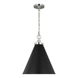 Classon Medium Pendant 16", Matte Black and Polished Nickel