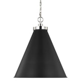 Classon Large Pendant 19", Matte Black and Polished Nickel