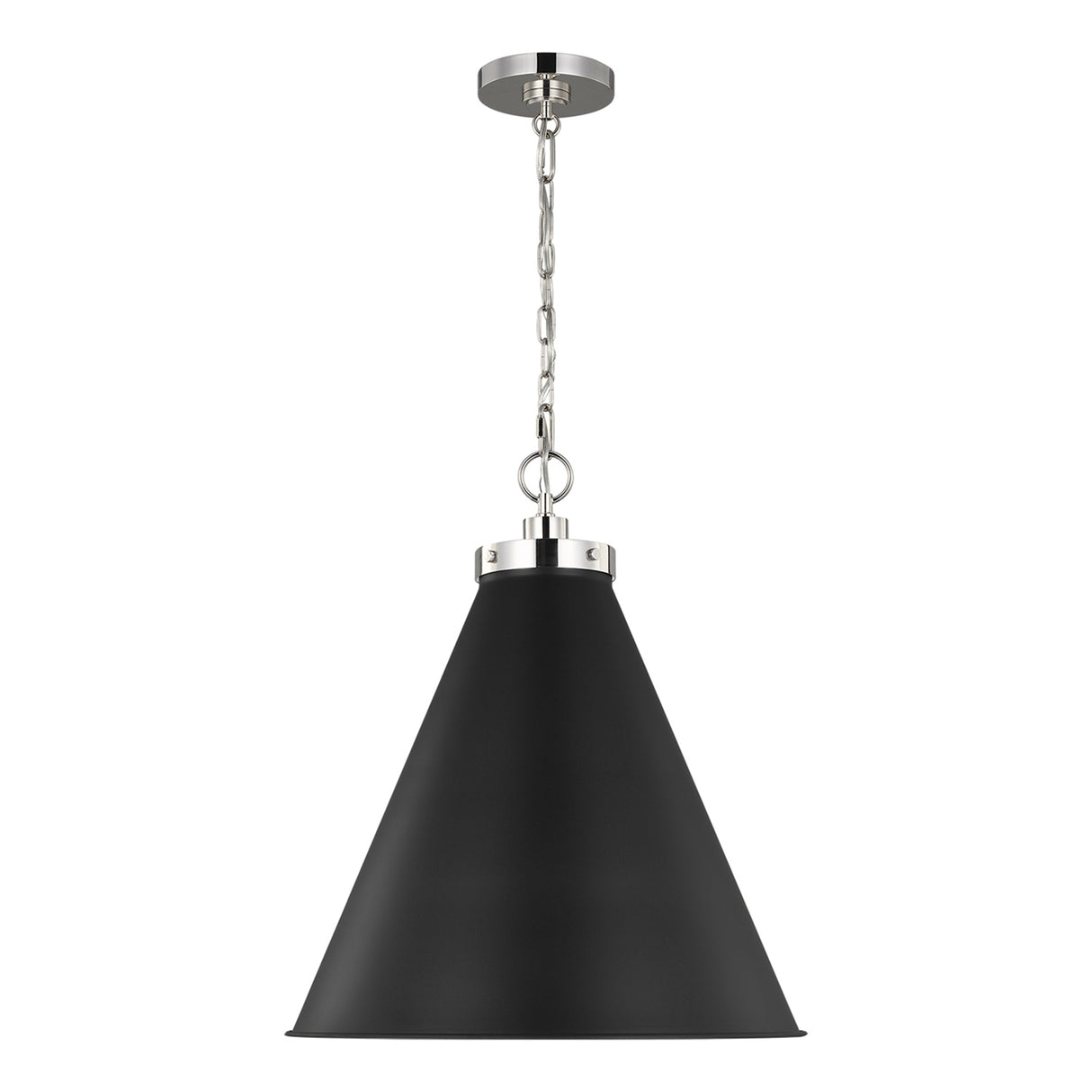 Classon Large Pendant 19", Matte Black and Polished Nickel