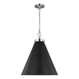 Classon Large Pendant 19", Matte Black and Polished Nickel