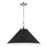 Classon Wide Pendant 23", Matte Black and Polished Nickel
