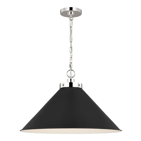 Classon Wide Pendant 23", Matte Black and Polished Nickel