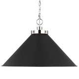 Classon Wide Pendant 23", Matte Black and Polished Nickel