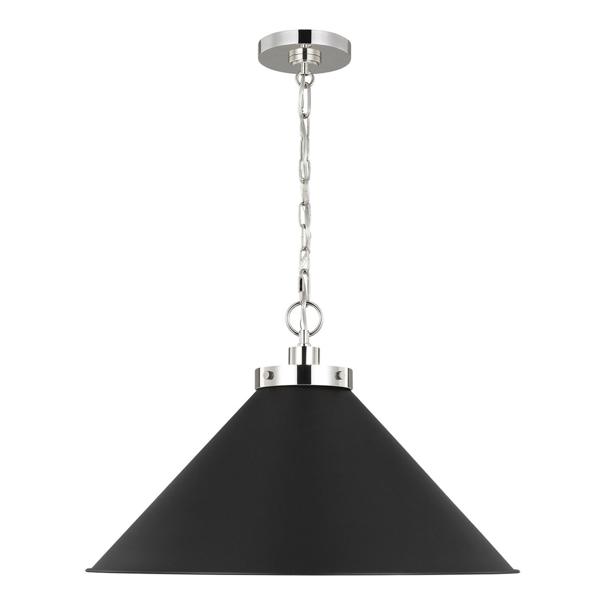 Classon Wide Pendant 23", Matte Black and Polished Nickel