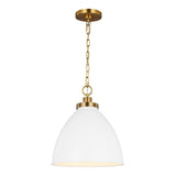 Rodney Medium Pendant 16", Matte White and Modern Brass