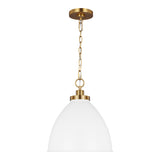 Rodney Medium Pendant 16", Matte White and Modern Brass