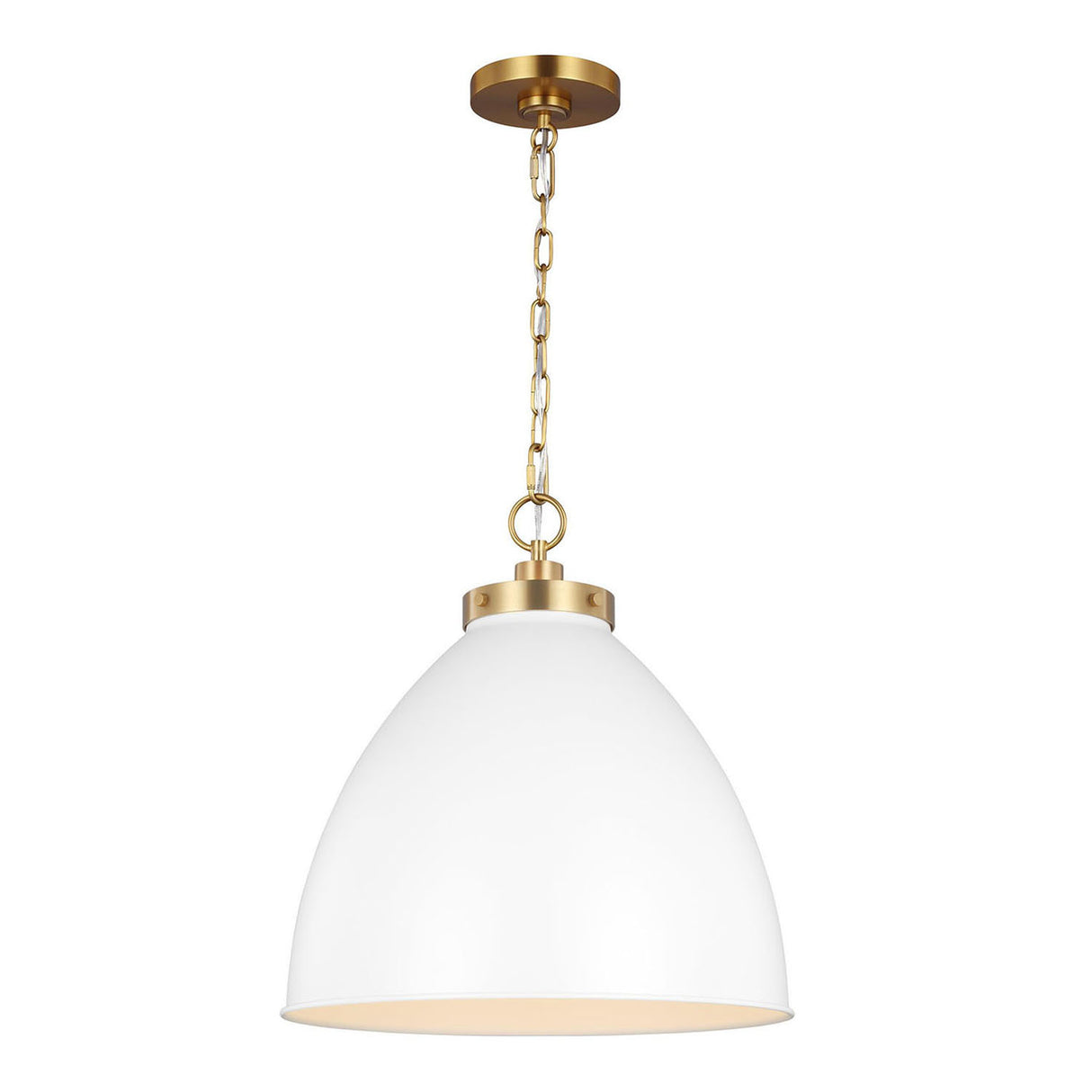 Rodney Large Pendant 18", Matte White and Modern Brass