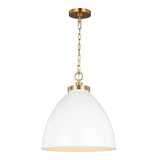 Rodney Large Pendant 18", Matte White and Modern Brass