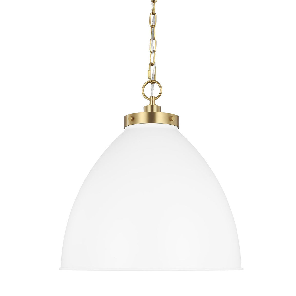 Rodney Large Pendant 18", Matte White and Modern Brass