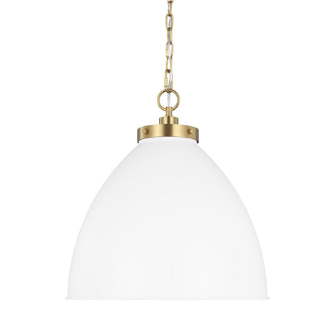 Rodney Large Pendant 18", Matte White and Modern Brass
