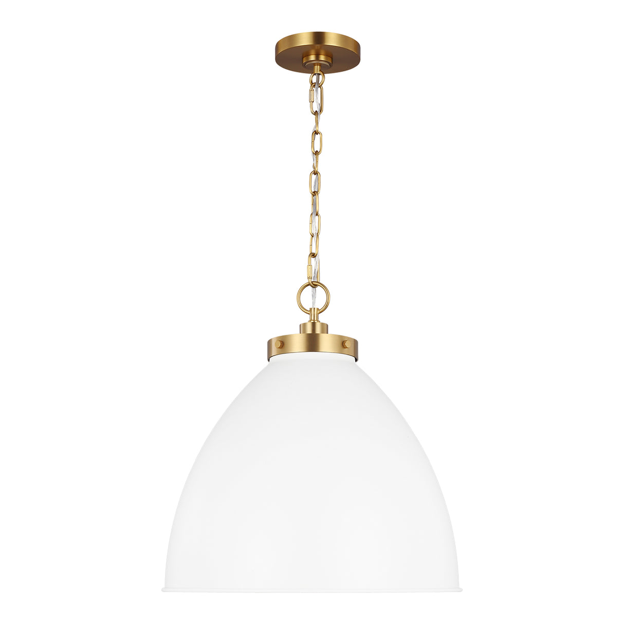 Rodney Large Pendant 18", Matte White and Modern Brass