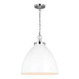 Rodney Large Pendant 18", Matte White and Polished Nickel