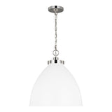 Rodney Large Pendant 18", Matte White and Polished Nickel