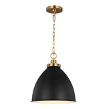 Rodney Medium Pendant 16", Matte Black and Modern Brass