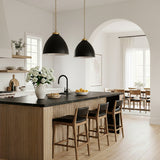 Rodney Large Pendant 18", Matte Black and Modern Brass for Modern Farmhouse home with White Siding