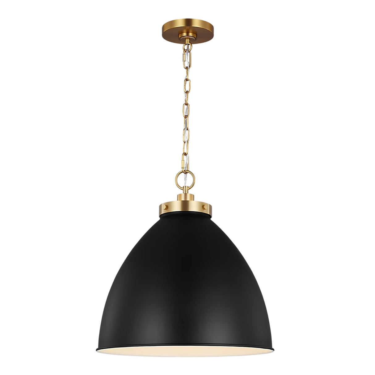 Rodney Large Pendant 18", Matte Black and Modern Brass