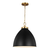 Rodney Large Pendant 18", Matte Black and Modern Brass
