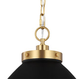 Rodney Large Pendant 18", Matte Black and Modern Brass