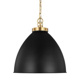 Rodney Large Pendant 18", Matte Black and Modern Brass