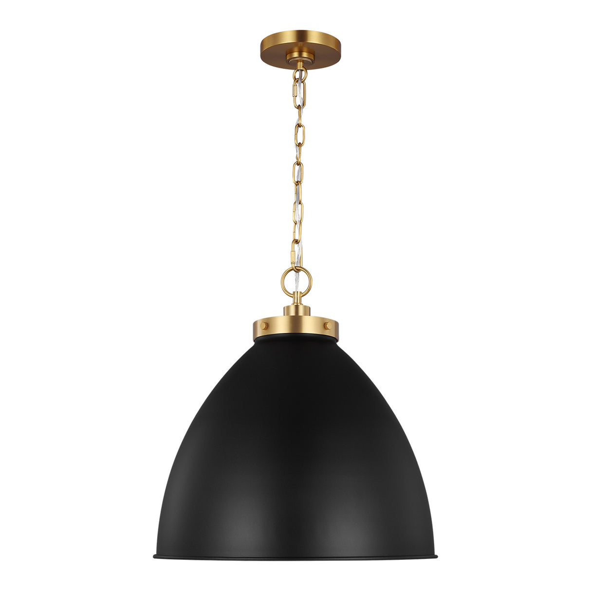 Rodney Large Pendant 18", Matte Black and Modern Brass